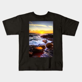 Sunset On The Rocks Cornwall Coastline Kids T-Shirt